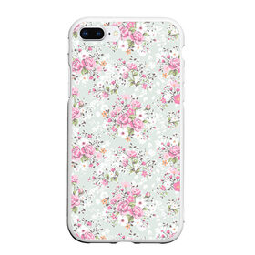 Чехол для iPhone 7Plus/8 Plus матовый с принтом Flower pattern в Тюмени, Силикон | Область печати: задняя сторона чехла, без боковых панелей | белый | паттерн | розовый | цветы