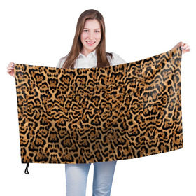 Флаг 3D с принтом Jaguar в Тюмени, 100% полиэстер | плотность ткани — 95 г/м2, размер — 67 х 109 см. Принт наносится с одной стороны | оцелот | пума | текстура | ягуар