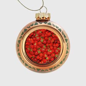 Стеклянный ёлочный шар с принтом Клубнички в Тюмени, Стекло | Диаметр: 80 мм | красный | летний | фото | ягода