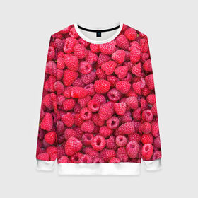 Женский свитшот 3D с принтом Малинки в Тюмени, 100% полиэстер с мягким внутренним слоем | круглый вырез горловины, мягкая резинка на манжетах и поясе, свободная посадка по фигуре | raspberry | летняя | ягодн