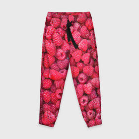 Детские брюки 3D с принтом Малинки в Тюмени, 100% полиэстер | манжеты по низу, эластичный пояс регулируется шнурком, по бокам два кармана без застежек, внутренняя часть кармана из мелкой сетки | raspberry | летняя | ягодн