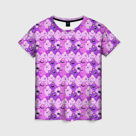 Женская футболка 3D с принтом Пупырка в Тюмени, 100% полиэфир ( синтетическое хлопкоподобное полотно) | прямой крой, круглый вырез горловины, длина до линии бедер | время приключений | паттерн | пупырка | сиреневый