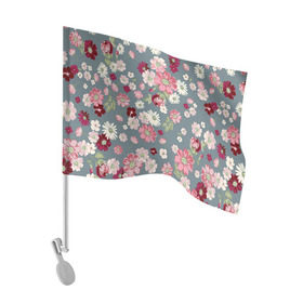 Флаг для автомобиля с принтом Цветочки в Тюмени, 100% полиэстер | Размер: 30*21 см | нежный | паттерн | розовый