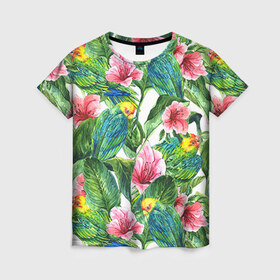 Женская футболка 3D с принтом Джунгли в Тюмени, 100% полиэфир ( синтетическое хлопкоподобное полотно) | прямой крой, круглый вырез горловины, длина до линии бедер | flower | summer | swag | trend | лето | популярное | сваг | свег | тренд | хит | цветочки | цветы