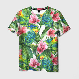 Мужская футболка 3D с принтом Джунгли в Тюмени, 100% полиэфир | прямой крой, круглый вырез горловины, длина до линии бедер | flower | summer | swag | trend | лето | популярное | сваг | свег | тренд | хит | цветочки | цветы