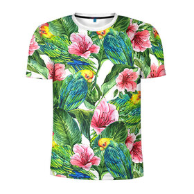 Мужская футболка 3D спортивная с принтом Джунгли в Тюмени, 100% полиэстер с улучшенными характеристиками | приталенный силуэт, круглая горловина, широкие плечи, сужается к линии бедра | flower | summer | swag | trend | лето | популярное | сваг | свег | тренд | хит | цветочки | цветы
