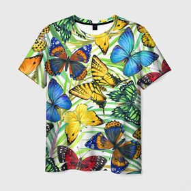 Мужская футболка 3D с принтом Бабочки 2 в Тюмени, 100% полиэфир | прямой крой, круглый вырез горловины, длина до линии бедер | flower | summer | swag | trend | бабочки | лето | популярное | сваг | свег | тренд | хит | цветочки | цветы