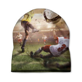 Шапка 3D с принтом Юные футболисты в Тюмени, 100% полиэстер | универсальный размер, печать по всей поверхности изделия | Тематика изображения на принте: футбол