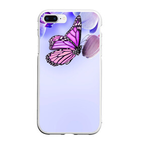 Чехол для iPhone 7Plus/8 Plus матовый с принтом Цветы с бабочкой в Тюмени, Силикон | Область печати: задняя сторона чехла, без боковых панелей | бабочки | весна | краски | лето | осень | цветок | цветы