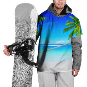 Накидка на куртку 3D с принтом Лазурный берег в Тюмени, 100% полиэстер |  | берег | лето | море | океан | отдых | пальма | песок