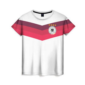 Женская футболка 3D с принтом Сборная Германии по футболу в Тюмени, 100% полиэфир ( синтетическое хлопкоподобное полотно) | прямой крой, круглый вырез горловины, длина до линии бедер | germany