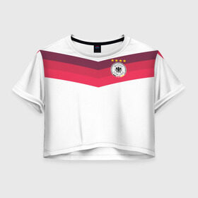 Женская футболка 3D укороченная с принтом Сборная Германии по футболу в Тюмени, 100% полиэстер | круглая горловина, длина футболки до линии талии, рукава с отворотами | germany