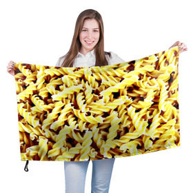 Флаг 3D с принтом Макароны в Тюмени, 100% полиэстер | плотность ткани — 95 г/м2, размер — 67 х 109 см. Принт наносится с одной стороны | еда | макароны | паста | хлебные