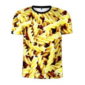Мужская футболка 3D спортивная с принтом Макароны в Тюмени, 100% полиэстер с улучшенными характеристиками | приталенный силуэт, круглая горловина, широкие плечи, сужается к линии бедра | еда | макароны | паста | хлебные