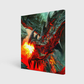 Холст квадратный с принтом Дракон в Тюмени, 100% ПВХ |  | дракон | лава | огонь | пламя