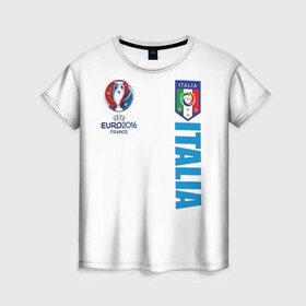 Женская футболка 3D с принтом Евро 2016 в Тюмени, 100% полиэфир ( синтетическое хлопкоподобное полотно) | прямой крой, круглый вырез горловины, длина до линии бедер | евро