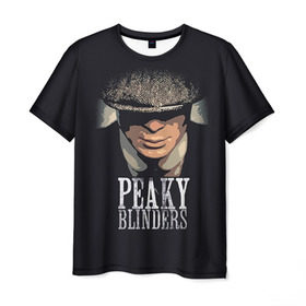 Мужская футболка 3D с принтом Peaky Blinders 5 в Тюмени, 100% полиэфир | прямой крой, круглый вырез горловины, длина до линии бедер | peaky blinders | козырьки | козырьки сериал | острые козырьки | томас шелби