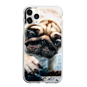 Чехол для iPhone 11 Pro матовый с принтом Мопс в Тюмени, Силикон |  | Тематика изображения на принте: animal | breed | bubbles | diving | dog | eyes bulging | pug | water | вода | выпученные | глаза | животное | мопс | ныряет | порода | пузыри | собака