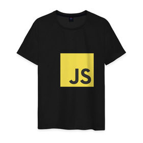 Мужская футболка хлопок с принтом JS return true, (black) в Тюмени, 100% хлопок | прямой крой, круглый вырез горловины, длина до линии бедер, слегка спущенное плечо. | Тематика изображения на принте: javascript | js | программист
