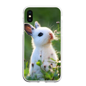 Чехол для iPhone XS Max матовый с принтом Кролик в Тюмени, Силикон | Область печати: задняя сторона чехла, без боковых панелей | Тематика изображения на принте: animal | baby | cute | flowers | fluffy | hare | lawn | little | meadow | rabbit | животное | заяц | кролик | луг | лужайка | маленький | малыш | милый | пушистый | цветы
