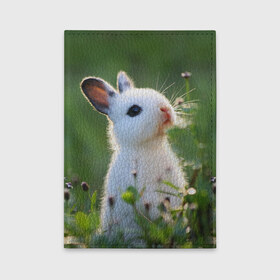 Обложка для автодокументов с принтом Кролик в Тюмени, натуральная кожа |  размер 19,9*13 см; внутри 4 больших “конверта” для документов и один маленький отдел — туда идеально встанут права | Тематика изображения на принте: animal | baby | cute | flowers | fluffy | hare | lawn | little | meadow | rabbit | животное | заяц | кролик | луг | лужайка | маленький | малыш | милый | пушистый | цветы