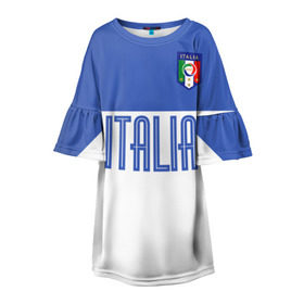 Детское платье 3D с принтом Сборная Италии по футболу в Тюмени, 100% полиэстер | прямой силуэт, чуть расширенный к низу. Круглая горловина, на рукавах — воланы | европы | италия