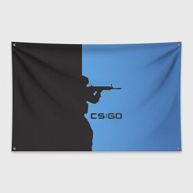 Флаг-баннер с принтом CSGO Силуэт в Тюмени, 100% полиэстер | размер 67 х 109 см, плотность ткани — 95 г/м2; по краям флага есть четыре люверса для крепления | cs | cs go | csgo | go | го | контр страйк | контра | кс | кс го | ксго | спецназ | террористы