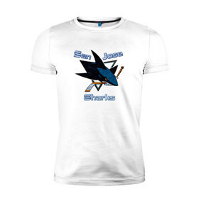 Мужская футболка премиум с принтом San Jose Sharks hockey в Тюмени, 92% хлопок, 8% лайкра | приталенный силуэт, круглый вырез ворота, длина до линии бедра, короткий рукав | nhl | san jose sharks | спорт | хоккей