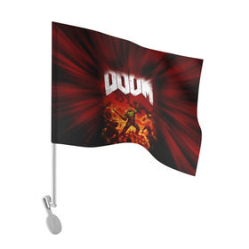 Флаг для автомобиля с принтом Doom 2016 в Тюмени, 100% полиэстер | Размер: 30*21 см | 