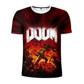 Мужская футболка 3D спортивная с принтом Doom 2016 в Тюмени, 100% полиэстер с улучшенными характеристиками | приталенный силуэт, круглая горловина, широкие плечи, сужается к линии бедра | 