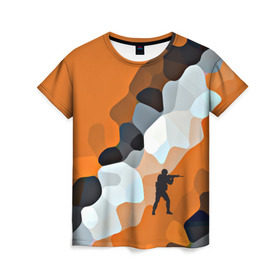 Женская футболка 3D с принтом CS GO Asiimov camouflage в Тюмени, 100% полиэфир ( синтетическое хлопкоподобное полотно) | прямой крой, круглый вырез горловины, длина до линии бедер | counter strike | камуфляж