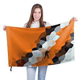 Флаг 3D с принтом CS GO Asiimov camouflage в Тюмени, 100% полиэстер | плотность ткани — 95 г/м2, размер — 67 х 109 см. Принт наносится с одной стороны | counter strike | камуфляж