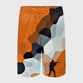 Детские спортивные шорты 3D с принтом CS GO Asiimov camouflage в Тюмени,  100% полиэстер
 | пояс оформлен широкой мягкой резинкой, ткань тянется
 | Тематика изображения на принте: counter strike | камуфляж