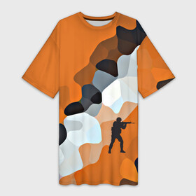 Платье-футболка 3D с принтом CS GO Asiimov camouflage в Тюмени,  |  | Тематика изображения на принте: counter strike | камуфляж