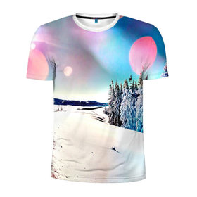 Мужская футболка 3D спортивная с принтом Тропа в Тюмени, 100% полиэстер с улучшенными характеристиками | приталенный силуэт, круглая горловина, широкие плечи, сужается к линии бедра | Тематика изображения на принте: зима | природа | снег | снежный | солнце