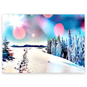 Поздравительная открытка с принтом Тропа в Тюмени, 100% бумага | плотность бумаги 280 г/м2, матовая, на обратной стороне линовка и место для марки
 | Тематика изображения на принте: зима | природа | снег | снежный | солнце
