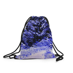 Рюкзак-мешок 3D с принтом Лес в Тюмени, 100% полиэстер | плотность ткани — 200 г/м2, размер — 35 х 45 см; лямки — толстые шнурки, застежка на шнуровке, без карманов и подкладки | ёлка | ель | зима | природа | снег | снежный | фиолетовый