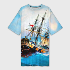 Платье-футболка 3D с принтом Корабль в Тюмени,  |  | вода | море | океан | парусник