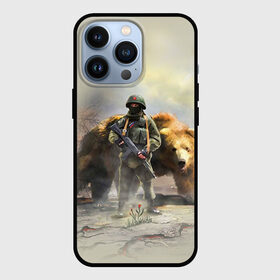 Чехол для iPhone 13 Pro с принтом Русский медведь и солдат в Тюмени,  |  | russia | армия | медведь | оружие | российская федерация | россия | русский  | рф | силовые структуры