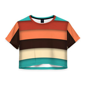 Женская футболка 3D укороченная с принтом Прямые полосы в Тюмени, 100% полиэстер | круглая горловина, длина футболки до линии талии, рукава с отворотами | colour | palette | summer | полосы