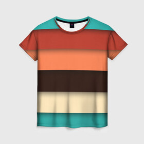 Женская футболка 3D с принтом Прямые полосы в Тюмени, 100% полиэфир ( синтетическое хлопкоподобное полотно) | прямой крой, круглый вырез горловины, длина до линии бедер | colour | palette | summer | полосы