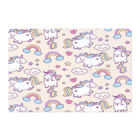 Магнитный плакат 3Х2 с принтом Радужные Единорожки в Тюмени, Полимерный материал с магнитным слоем | 6 деталей размером 9*9 см | unicorn | белый | единорог | лошадь | облако | радуга | розовый | сердце | улыбка | фиолетовый | цвет