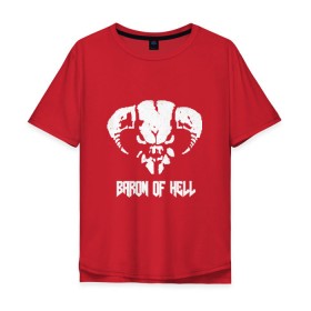 Мужская футболка хлопок Oversize с принтом Doom 4 Head Baron Of Hell в Тюмени, 100% хлопок | свободный крой, круглый ворот, “спинка” длиннее передней части | Тематика изображения на принте: demon | hell | дум