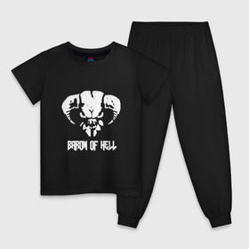 Детская пижама хлопок с принтом Doom 4 Head Baron Of Hell в Тюмени, 100% хлопок |  брюки и футболка прямого кроя, без карманов, на брюках мягкая резинка на поясе и по низу штанин
 | demon | hell | дум