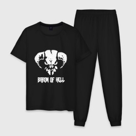 Мужская пижама хлопок с принтом Doom 4 Head Baron Of Hell в Тюмени, 100% хлопок | брюки и футболка прямого кроя, без карманов, на брюках мягкая резинка на поясе и по низу штанин
 | Тематика изображения на принте: demon | hell | дум