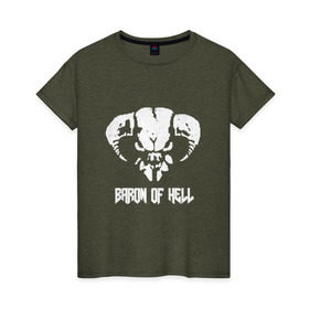 Женская футболка хлопок с принтом Doom 4 Head Baron Of Hell в Тюмени, 100% хлопок | прямой крой, круглый вырез горловины, длина до линии бедер, слегка спущенное плечо | demon | hell | дум