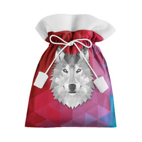Подарочный 3D мешок с принтом Полигональный волк в Тюмени, 100% полиэстер | Размер: 29*39 см | волк | полигоны