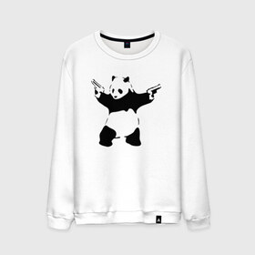 Мужской свитшот хлопок с принтом Panda & Guns в Тюмени, 100% хлопок |  | panda | крутой | оружие | панда | пистолет | револьвер | рисунок