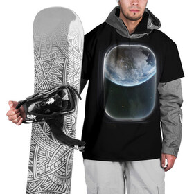 Накидка на куртку 3D с принтом Земля в иллюминаторе в Тюмени, 100% полиэстер |  | земля | космический корабль | космос | планета