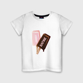 Детская футболка хлопок с принтом Мороженое. Eat Me в Тюмени, 100% хлопок | круглый вырез горловины, полуприлегающий силуэт, длина до линии бедер | eat | ice cream | sweet | вкус | вкусно | еда | лед | мороженое | сладкое | сладость | сливки